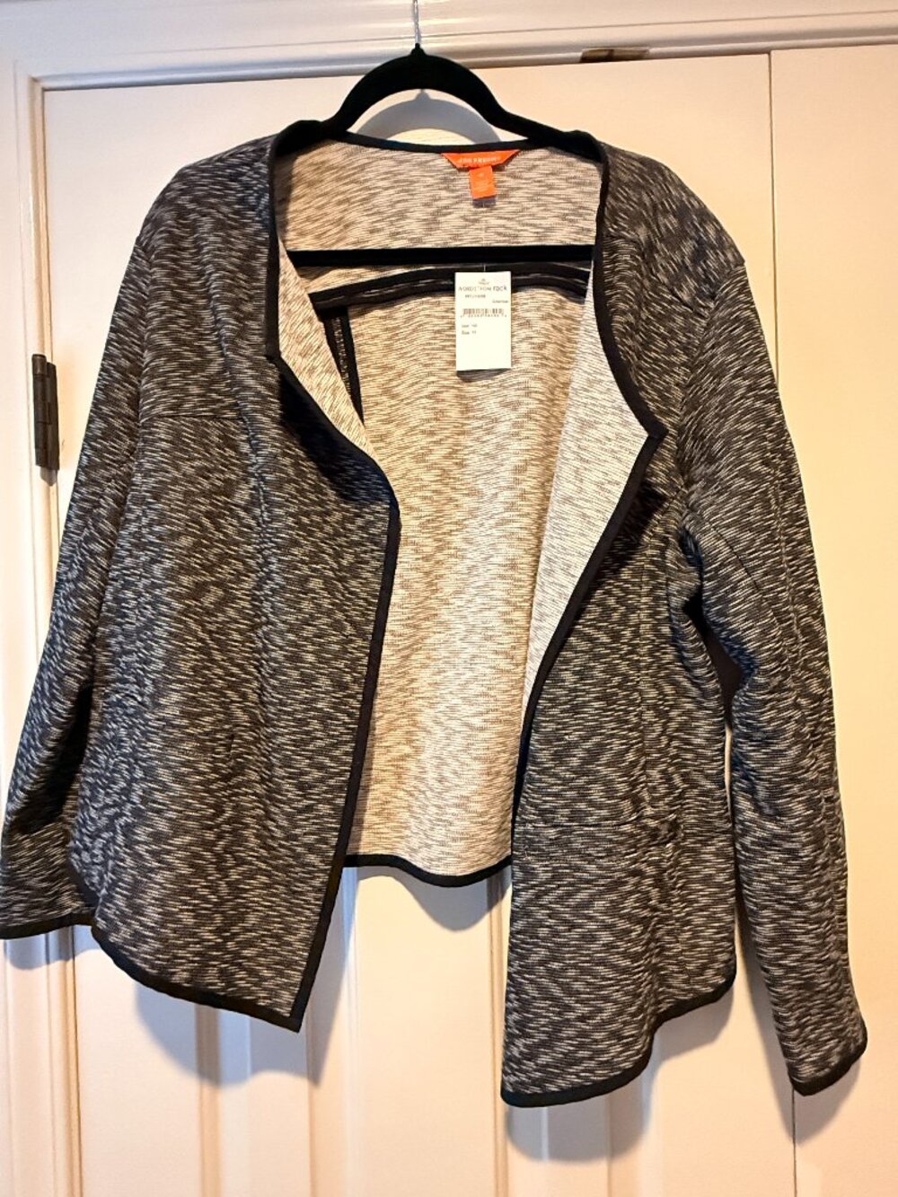 NWT Joe Fresh 1X Marled Open Front Jacket Cardigan Black Gray